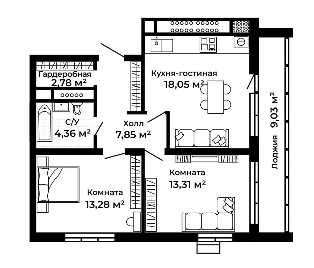 Благополучия д. 2, корпус 1 (65.05, 1 этаж)