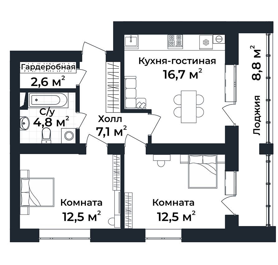 2-к квартира №10, 2 этаж