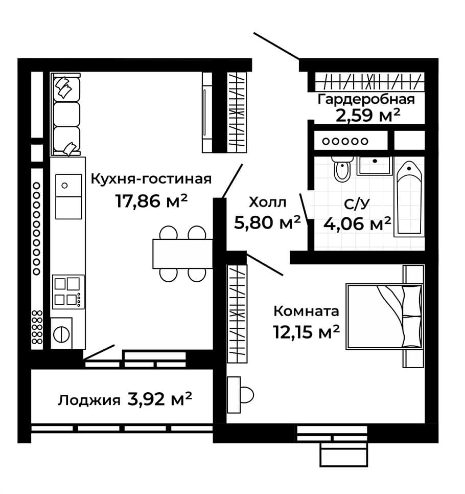 Благополучия д. 2, корпус 1 (44.42, 1 этаж)
